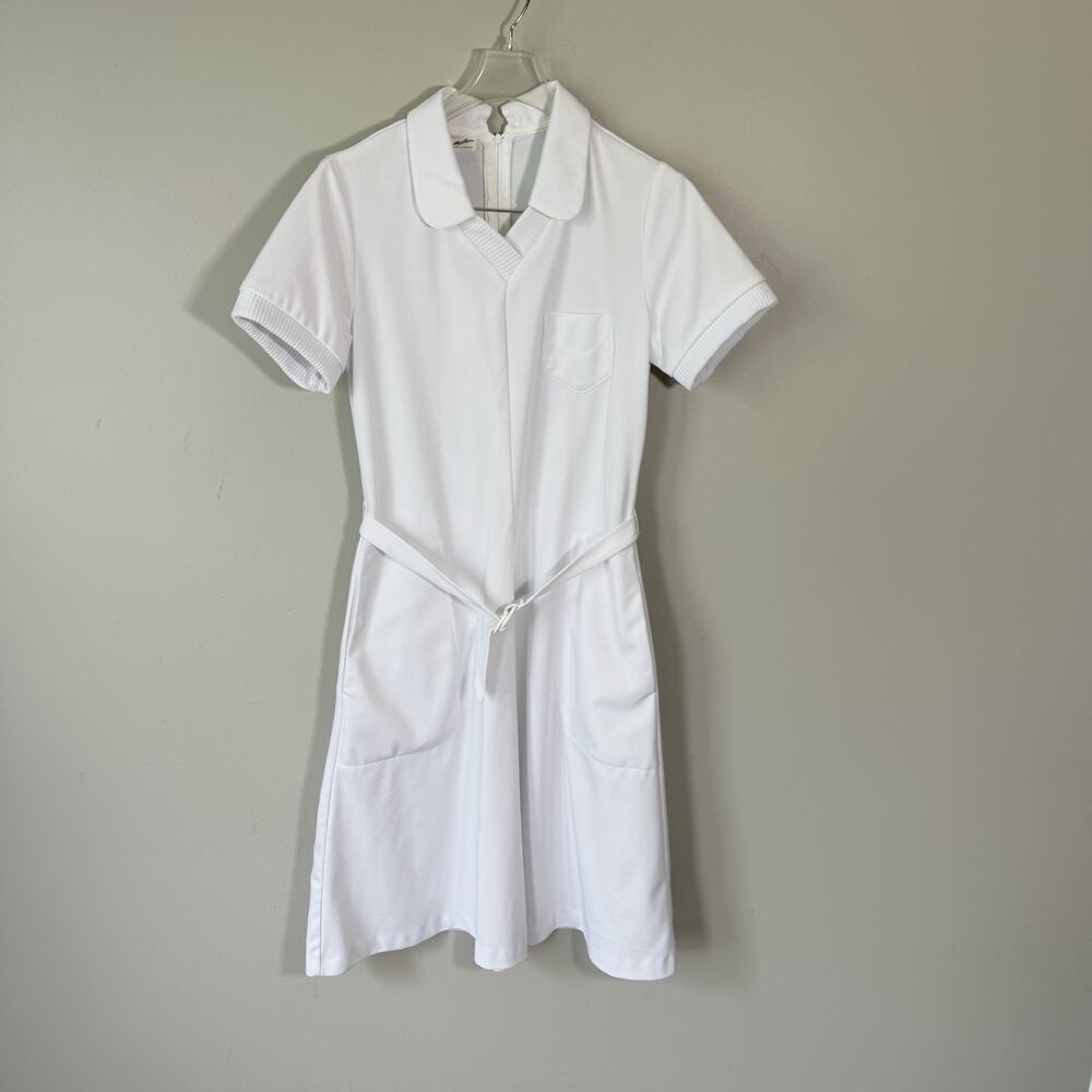 Vtg 50s 60s 70s Nurse Waitress Whittenton Uniform Dress Size S Pockets Belted